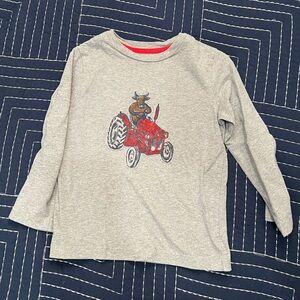 Mini Boden cow on a tractor graphic long sleeve tee size 3-4